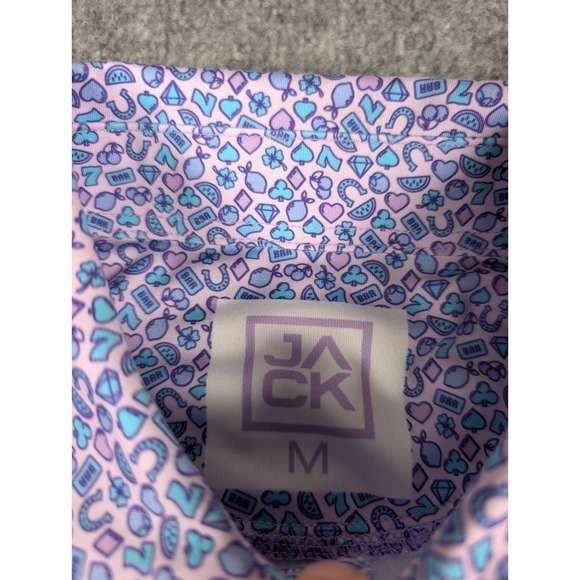 Jack Golf Apparel Polo Shirt Mens M Purple Gambling Lucky Icons w/Logo - Picture 3 of 9